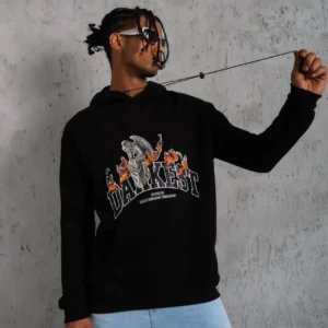 Alternative view of Erkek DANKES Baskılı Kapüşonlu Sweat - Siyah