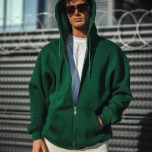 Alternative view of Oversize Tam Fermuarlı Uzun Kol Hırka - Haki