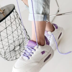 Alternative view of Chris Beyaz Cilt Lila Detaylı Bağcıklı Spor Ayakkabı