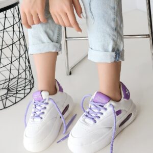 Chris Beyaz Cilt Lila Detaylı Bağcıklı Spor Ayakkabı