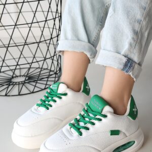 Alternative view of Chris Beyaz Cilt Yeşil Detaylı Bağcıklı Spor Ayakkabı