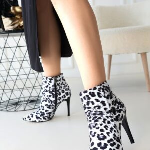 Blan Zebra Saten Topuklu Bot