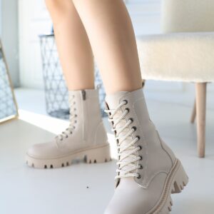 Flona Bej Cilt Bağcıklı Bot