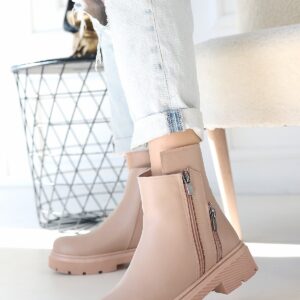 Alternative view of Menta Nude Cilt Fermuar Aksesuarlı Bot