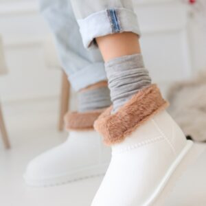 Mordi Beyaz Oval Burunlu Su Geçirmez İçi Kürklü  Bot