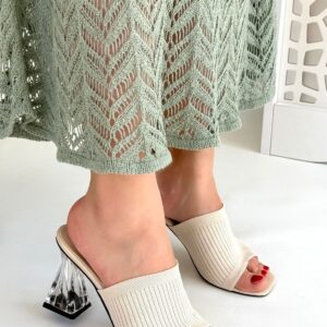 Evra Ten Triko Topuklu Terlik