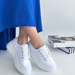 Alternative view of Carin Beyaz Keten Bağcıklı Spor Ayakkabı