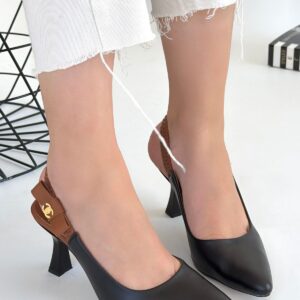 Toran Siyah Cilt Topuklu Ayakkabı