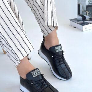 Fiert Siyah Cilt Bağcıklı Spor Ayakkabı