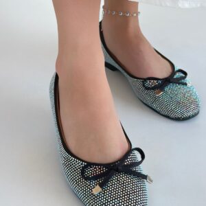 Potte Siyah Saten Babet Ayakkabı