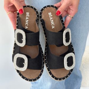 Hertas Siyah Nubuk Tokalı Terlik