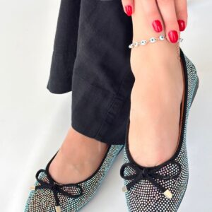 Alternative view of Sarra Siyah Saten İşlemeli Babet Ayakkabı