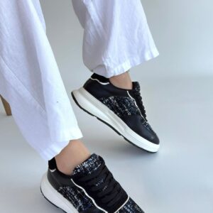 Alternative view of Hawer Siyah Cilt Bağcıklı Spor Ayakkabı