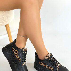 Alternative view of Lorrin Siyah Cilt Leopar Detaylı Bağcıklı Spor Ayakkabı