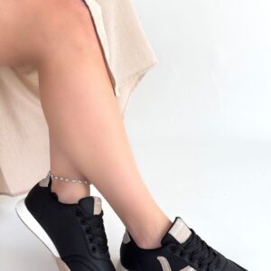 Jowen Siyah Cilt Bej Detaylı Bağcıklı Spor Ayakkabı