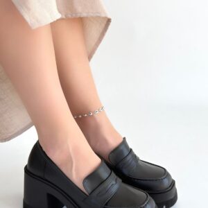 Janes Siyah Cilt Dolgu Topuk Ayakkabı