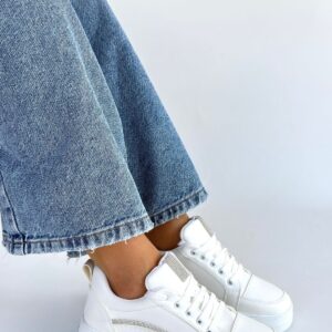 Natte Beyaz Cilt Bağcıklı Spor Ayakkabı