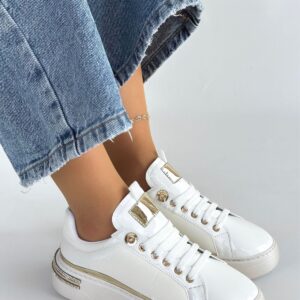 Alternative view of Hley Beyaz Rugan Paraşüt Detaylı Bağcıklı Spor Ayakkabı