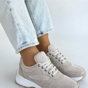 Slar Bej Cilt Bağcıklı Spor Ayakkabı