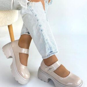 Siyat Bej Rugan Dolgu Topuk Oxford Ayakkabı