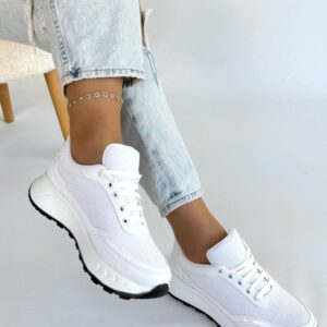 Alternative view of Edva Beyaz Cilt Bağcıklı Spor Ayakkabı