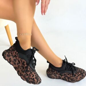 Alternative view of Rimay Kahverengi Cilt Boncuk İşlemeli Spor Ayakkabı