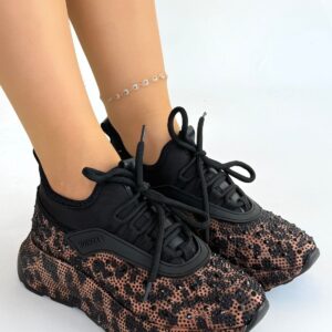 Rimay Kahverengi Cilt Boncuk İşlemeli Spor Ayakkabı