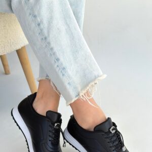 Alternative view of Finna Siyah Cilt Bağcıklı Spor Ayakkabı