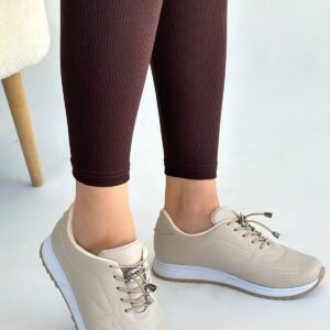 Alternative view of Finna Bej Cilt Bağcıklı Spor Ayakkabı