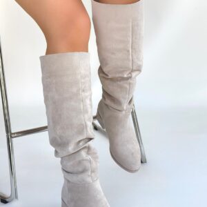 Winda Bej Süet Körüklü Çizme