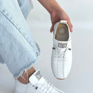 Monya Beyaz Cilt Bağcıklı Spor Ayakkabı