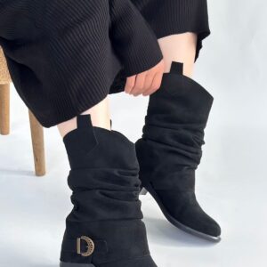 Alternative view of Canty Siyah Süet Körüklü Topuklu Çizme