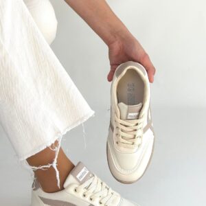 Alternative view of Zlay Bej Cilt Vizon Detaylı Bağcıklı Spor Ayakkabı