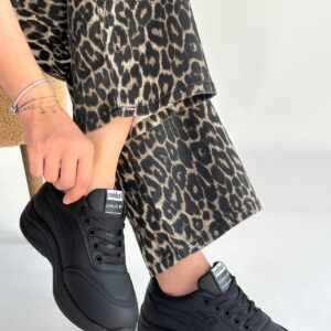 Yejja Siyah Cilt Bağcıklı Spor Ayakkabı