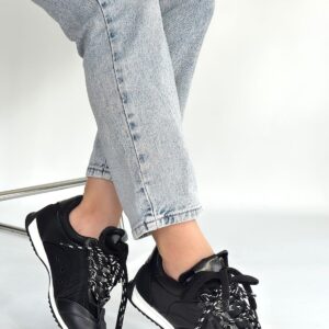 Alternative view of Ranu Siyah Cilt Paraşüt Detaylı Bağcıklı Spor Ayakkabı