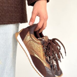 Alternative view of Ranu Kahverengi Cilt Paraşüt Detaylı Bağcıklı Spor Ayakkabı