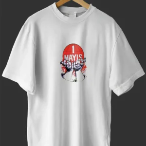 1 Mayıs Emekçilerimiz İçin Özel Tasarım 1 Mayıs Dünya Baskılı T-shirt - Beyaz