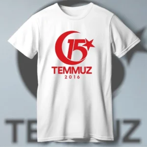 15 Temmuza Özel Tasarım 2016 Baskılı T-shirt - Beyaz