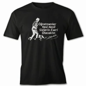 24 Kasım Öğretmenler Baskılı T-shirt - Siyah