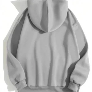 Alternative view of 3 İplik Pamuklu Unisex Kapşonlu Sweetshirt - Gri