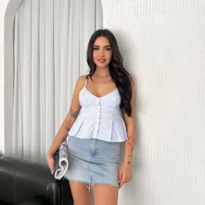 Askılı Dekolte detaylı crop - Açık Mavi