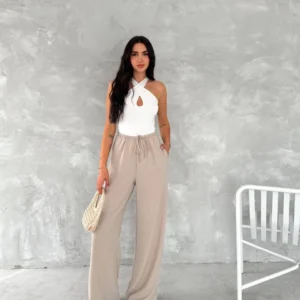 Ayrobin Oversize Kadın Pantalon - Bej