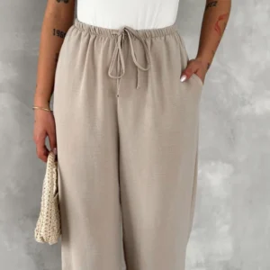 Alternative view of Ayrobin Oversize Kadın Pantalon - Bej