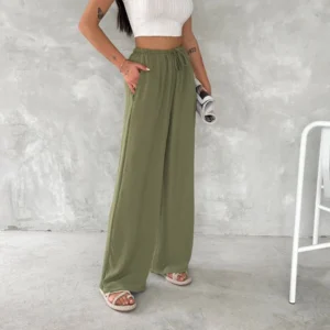 Alternative view of Ayrobin Oversize Kadın Pantalon - Mint Yeşili