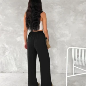 Alternative view of Ayrobin Oversize Kadın Pantalon - Siyah