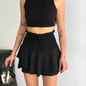 Alternative view of Ayrobin Şortlu Etek - Siyah