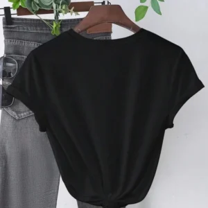 Alternative view of Baskılı Kadın T-shirt - Siyah