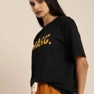 Alternative view of Baskılı Kadın T-shirt - Siyah