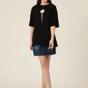 Baskılı Kadın T-shirt - Siyah