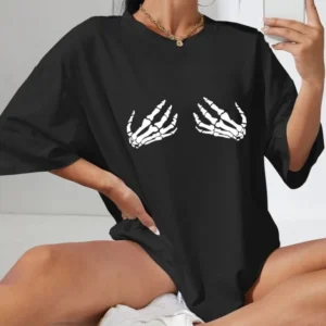 Baskılı Kadın T-shirt - Siyah